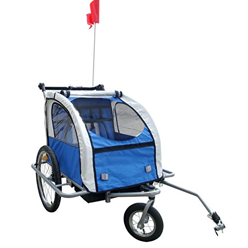 Tenive 2 in 1 Double Child Bike Bicycle Trailer 4 Color Choice, Blue