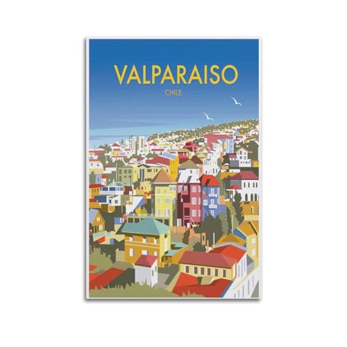 Chili Valparaiso poster vintage pour habiller un mur vide deco toile moderne 50x75 cm