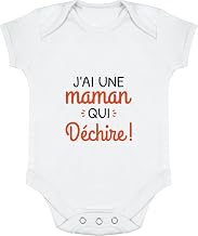 Baby Bodysuit "Une Maman Qui déchire" | Printed in France, Humour Gift for Birth, Birthday, Christening, Original Funny Funny (,)