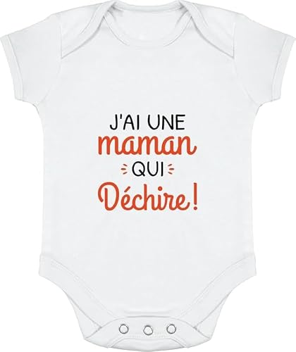 Otshirt Body bébé Une maman qui déchire | Imprimé en France, cadeau humour naissance anniversaire baptème original rigolo humoristique (6-12 mois,White)