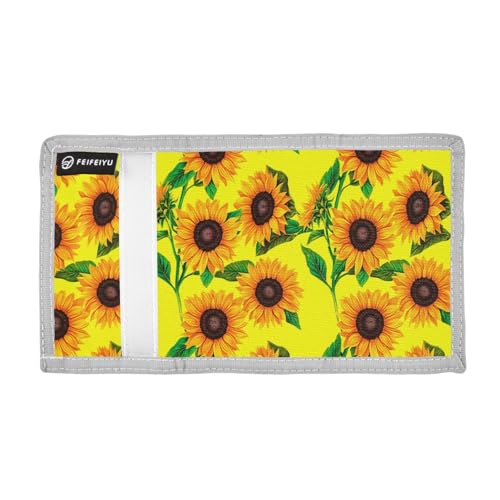 Sunflowers Green Leaves Kids Wallet for Boys Girls Outdoor Sport Trifold Wallets for Youth Teen Children Wallet with Zippered Coin Pockets Card Holders Front Pocket Wallets with Magic Sticker2