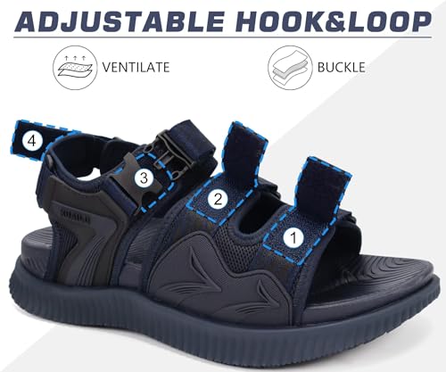 Image of KuaiLu Mens Hiking Sandals with Arch Support Orthopedic Walking Recovery Sandals for Plantar Fasciitis Open Toe Summer Athletic Sport Comfortable Cushion Breathable Outdoor Water Sandals Size7-13