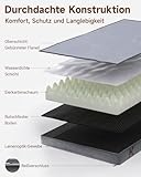 KSIIA Orthopädisches Hundebett Grosse Hunde, Hundekorb Bezug abnehmbar waschbar, Hundesofa Wasserdicht mit Rand, rutschfeste Unterseite, Grau, 88x55x15cm