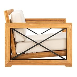 Safavieh cpt1009a couture curacao brazilian teak outdoor patio club chair naturalwhite  urban country home decor