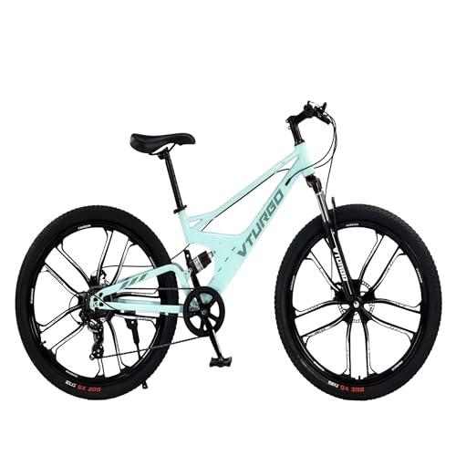 【Banefu】新登場 ロードバイク 、自転車24/26インチ マウンテンバイク フロントとリアのディスクブレーキ 快適な乗り心地 高炭素鋼 耐荷重 男女通用 通勤・通学・街乗り 低身長 乗りやすい 初心者 人気 誕生日 (グリーンテンナイフ一体型ホイール