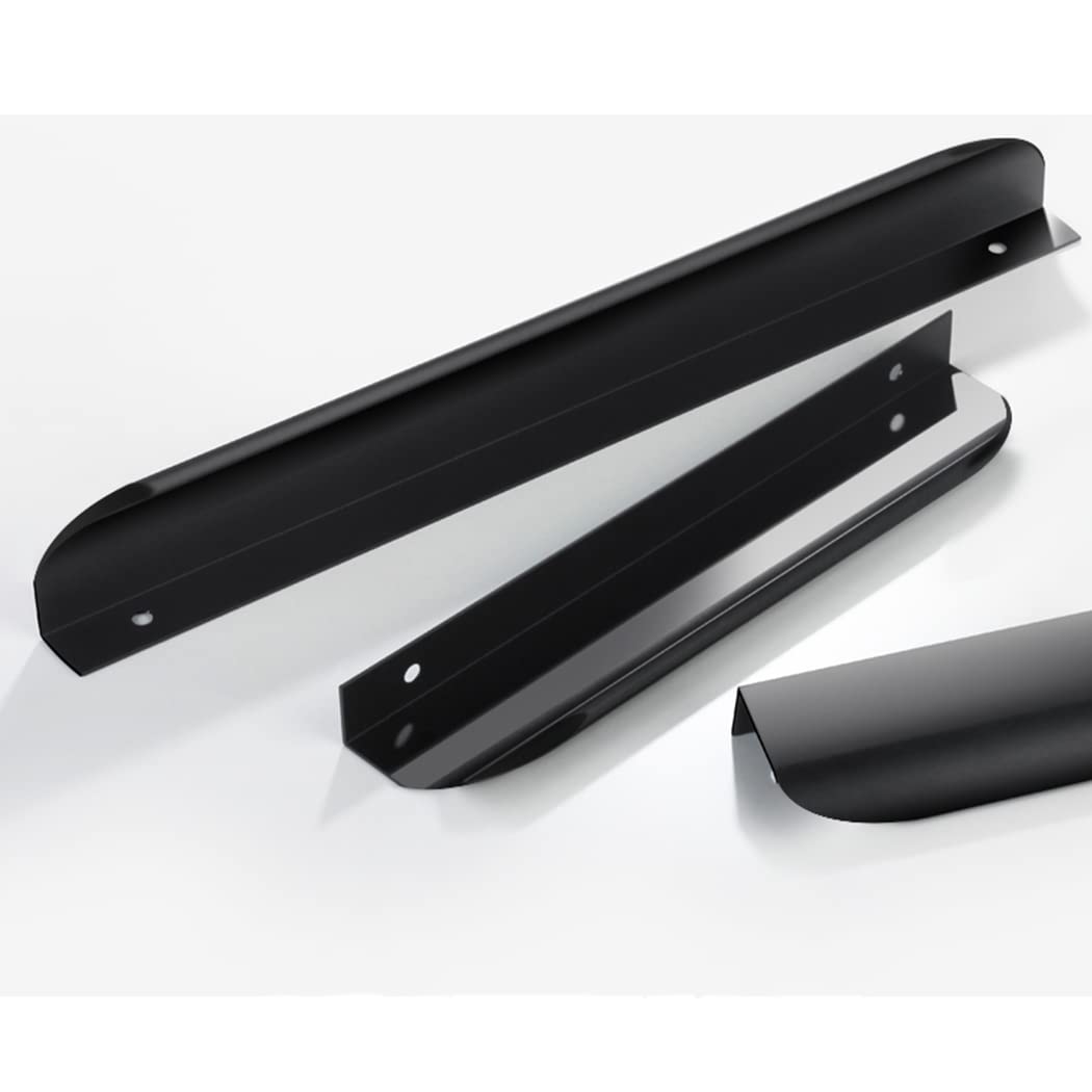 Uchwyty do szuflad ze stopu aluminium, ukryte, do szafy kuchennej, z krawędzią na palec, czarne, 2 sztuki(Hole distance 160mm)