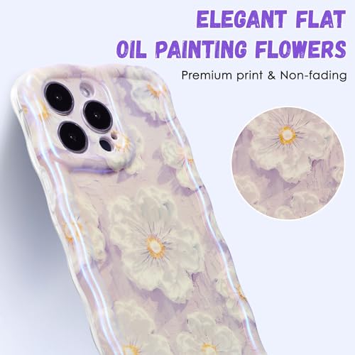 Coque iPhone 14 Pro Max fleur violette bord ondulé antichoc