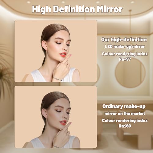 Vanity Mirror With Lights, Folding Tabletop Rechargeable Light Up Makeup Mirror - Portable for Travel With 3 Color Lighting for Office Desk, Vanity Table - Cosy Home Interiors Vanity Mirror With Lights, Folding Tabletop Rechargeable Light Up Makeup Mirror - Portable for Travel With 3 Color Lighting for Office Desk, Vanity Table - Image 4