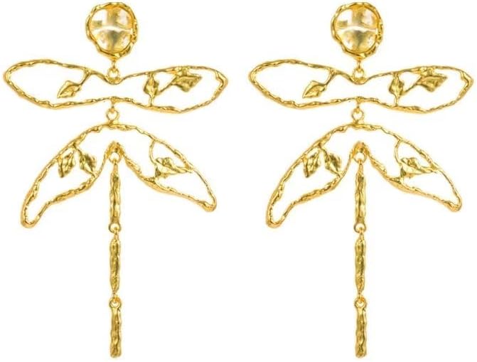 Zian Large Dragonfly Earrings Dainty Gold Big Hollow Dragonfly Hoop Earrings Boho Dangle Beach Earrings Statement Jewelry For Women And Girls