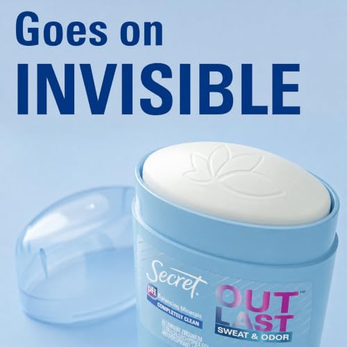Image of Secret Outlast Antiperspirant Deodorant for Women, 72hr Sweat & Odor Protection, PH Balancing Minerals, Invisible Solid, Completely Clean Scent, Travel Size, 0.5 oz