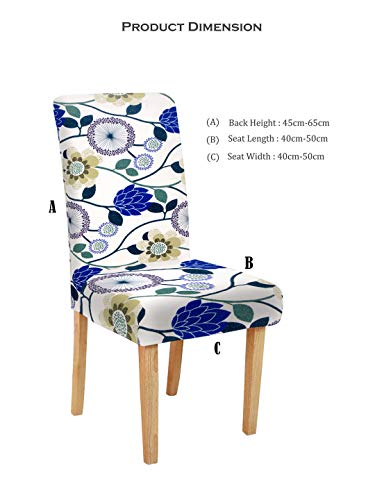Image of Cortina Dining Chair Slipcovers | Protection Chair Covers | Floral Print, Removable, Washable | Universal Fit Soft Stretchy Polyester Spandex | Living Room, Kitchen, Party | Pack of 1, White 2