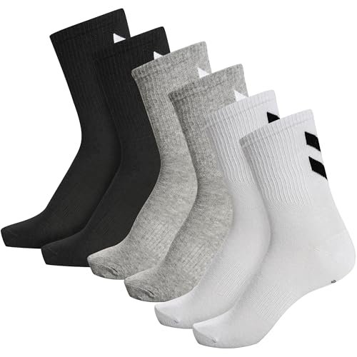 hmlCHEVRON 6-PACK SOCKS, BLACK/WHITE/GREY, 10