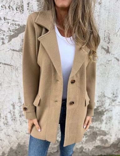 IDEALSANXUN Wool Pea Coats for Women Fall Winter Classic Mid Length Peacoat Trench Coat Blazer Jacket2