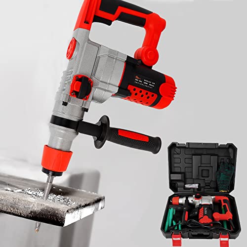 Bohrhammer Meißelhammer Schlagbohrmaschine Elektrischer Stemmhammer Abbruchhammer Kombihammer Mit Koffer 2200W Rot + Schwarz – Bild 6