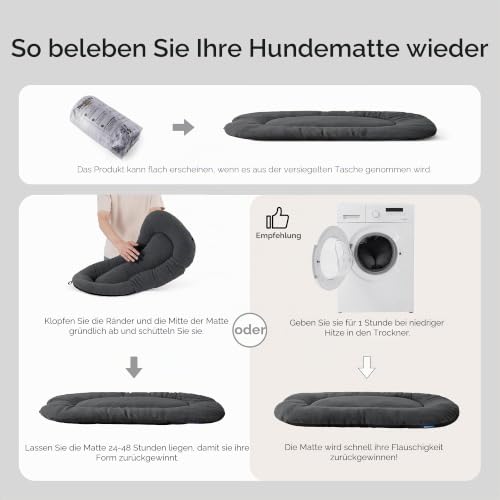 BEDSURE Waschbares Hundekissen mit Rutschunterseite, 120x74cm, Dunkelgrau