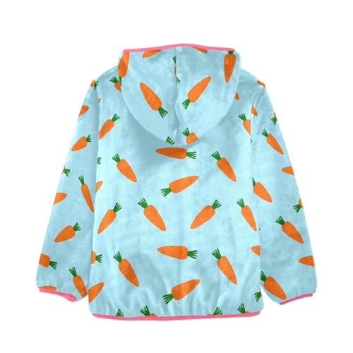 OTVEE Easter Carrots on Blue Kids Hoodie Jacket Fall Spring Full Zip Warm Outwear Coat2