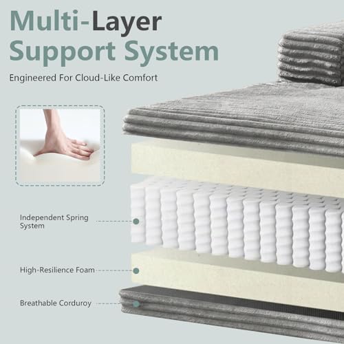 Image of Boneless Cloud Couch Comfy Sectional Couches for Living Room,U Shaped Sofa Couch in a Box with Ottoman Deep Seat Memory Foam Compressed Sofa(Light Gray, 95 inch Right Facing Chaise)