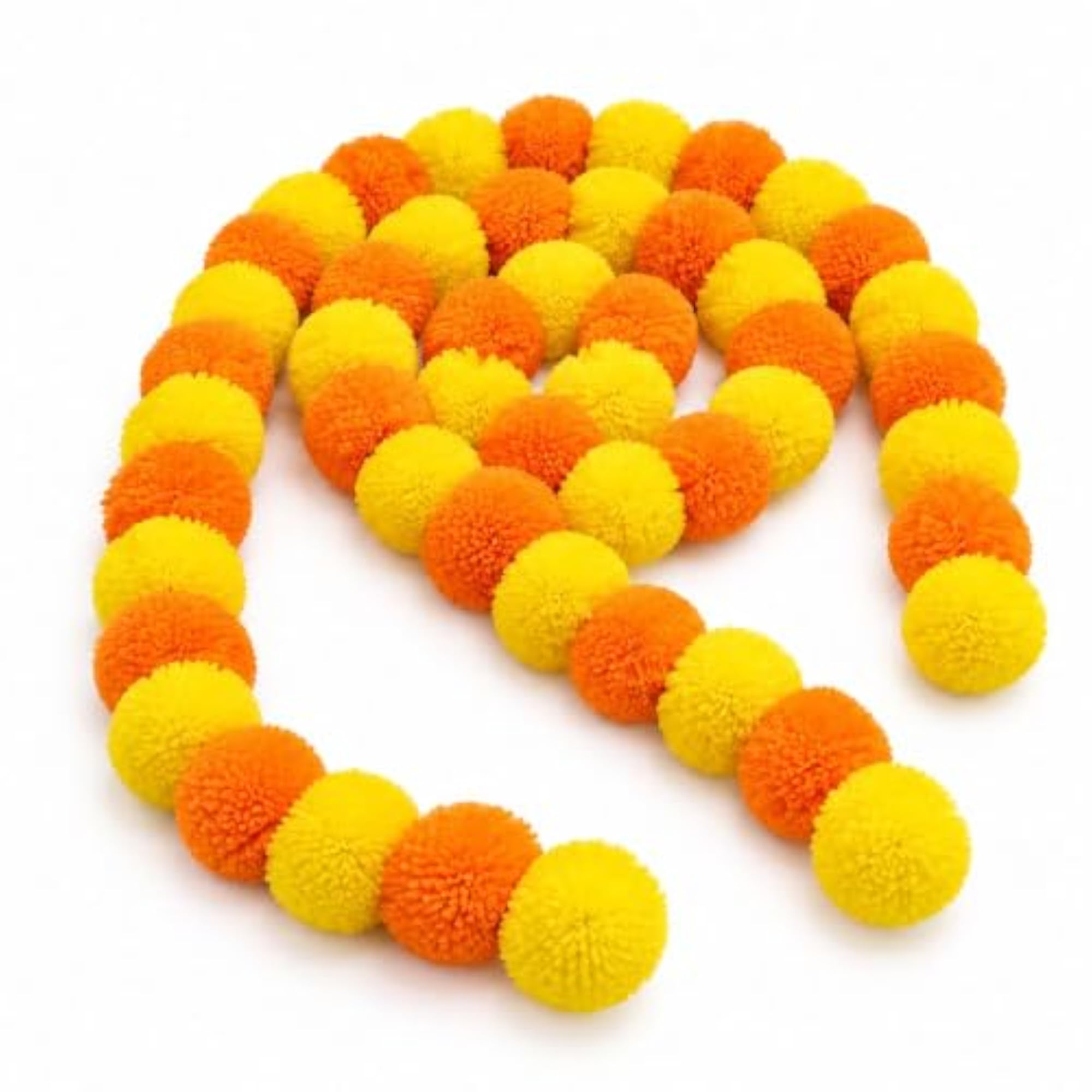 Yellow & Orange Pom Pom Hanging Decoration for Festive Decor