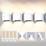 YCZM 4 Pack Applique Murale Exterieur/Interieur LED Ampoules G9 Remplacable,Exterieur Murale IP65 Etanche,Blanc Neutre 4000K Lampe Extérieur Convient pour Couloir Salon,Applique Intérieur Blanc