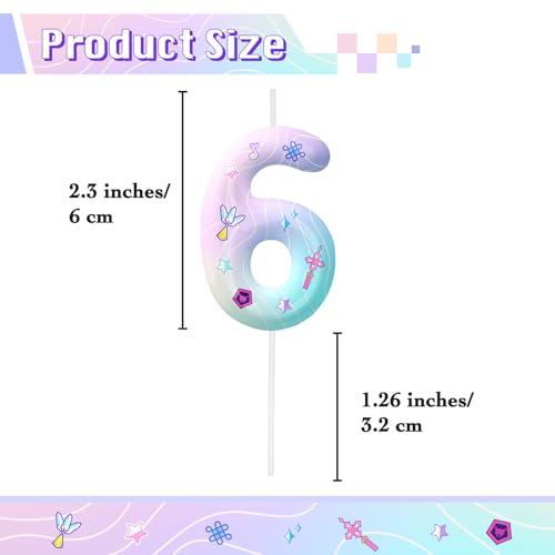 Image of Pink Number 6 Birthday Candles, Cartoon Themed Cake Toppers for Boys Girls Cake Decorations, Birthday Decorations Party Supplies, Number Candles for Party Decor
