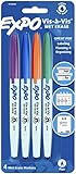 EXPO Vis-A-Vis Wet-Erase Overhead Transparency Markers, Fine Point, Assorted Fashion Colors, 4-Count