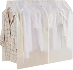 VECELO ハンガーラックカバー PEVA製 かぶせ式 洋服カバー 衣類カバー 幅130×高さ120cm 1枚入 北欧柄 防塵 透明窓付き 衣類収納カバー 家庭洗い可能 取付簡単 半透明