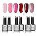 Gel Nail Polish Set ULG 6 Summer Colors UV LED Non-Toxic Soak Off Nail Art Manicure Classic Elegant Pink Red Glitter Colors 10ml 0.33fl.oz