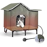 Trsow outdoor cat house waterproof,Weatherproof Heated full Cat House for winter Warm with Heating Pad Insulated Outdoor Cats House for Stray Cats in Winter for Sheds & Garages (L,58X43X52CM)