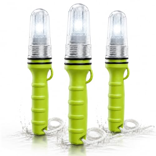 Marine LED Distress Light, High-Visibility Waterproof Emergency Beacon with 55+ Hours Runtime, AA Battery Powered Strobe Safety Light for Boating, Fishing, Sailing & Kayaking 3pcs (White Light)