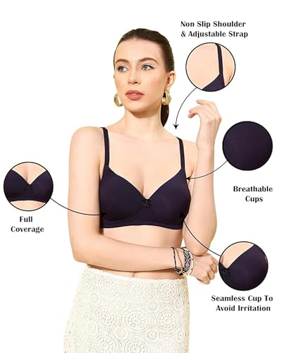 Image of Leading Lady Women Printed Lightly Padded Non Wired Seamless T-Shirt Bras | Adjustable Straps | Full Coverage | Everyday Bra (Pack of 1)
