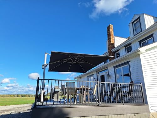 PURPLE LEAF 9' X 12' Patio Umbrella Outdoor Rectangle Umbrella Large Cantilever Umbrella Windproof Offset Heavy Duty Sun for Garden Deck Pool Patio, Grey