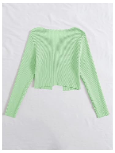 Image of Floerns Women's Tie Front Long Sleeve Rib Knit Shrug Sweaters Cardigan Crop Top