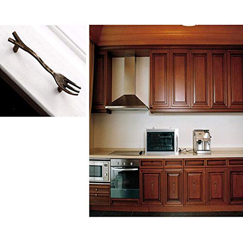 Luluxing 3Pcs Knife Fork And Spoon Shaped Tableware Appearance Dresser Drawer Handles Cabinet Knobs Bronze Kitchen Wardrobe Cupboard Decoration Pulls Handle thumb #6
