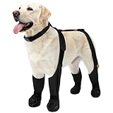 LETSQK Anti-Slip & Fall Dog Suspender Boots, Waterproof Adjustable Dog Shoes for Large Dogs, Dog Rain Boots Pet Paw Protector Recovery Booties for Outdoor Walking Rainy Snow Hiking, Black L
