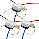 Ceiling Fan Switch Zing Ear ZE-208S E89885 3 Speed 4 Wire Fan Switch Pull Chain Ceiling Fan Switch Speed Control Switch for Ceiling Fans, Wall Lamps, Cabinet Light, Brass 3PCS