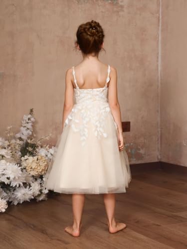 Summer Spaghetti Strap Flower Girls Dress Short Wedding Party Dresses V-Neck Lace Backless Evening Dance Gown4