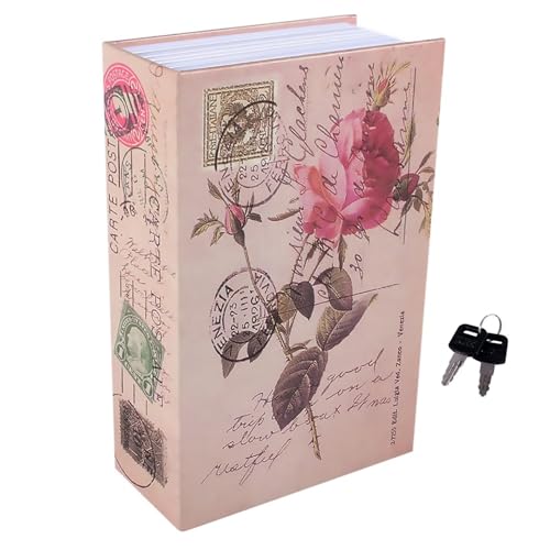 Diversion Storage Box, Dictionary Secret Safe Can Stash Secret Book Safe Security Locker with Key, Portable Cash Jewelry Case Lockable Book Safe for Traveling (Rose, Key)