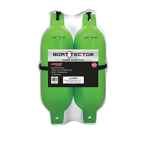 Image of Extreme Max Standard 3006.7602 BoatTector Inflatable Fender Value 2-Pack-6.5 inch x 22 inch, Neon Green