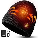 Naxup Beheizbare Mütze für Damen und Herren,Beheizte Beanie,6000 mAh Beheizbare Mütze Wiederaufladbar,mit 3 Heizeinstellungen,Erwärmung bis zu 3–9 Stunden,für Outdoor-Aktivitäten,Radfahren,Skifahren