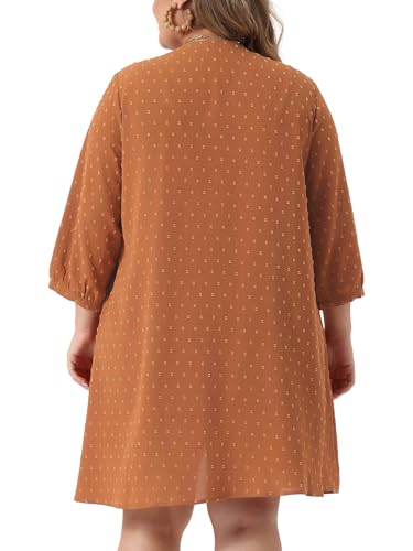 Image of Agnes Orinda Plus Size Cardigan for Women Open Front 3 /4 Sleeve Swiss Dots Lightweight Casual Cover Up
