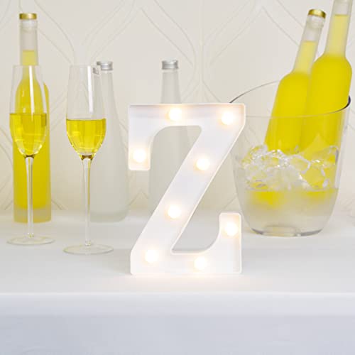 Image of Restaurantware Illumify 5.9 x 1.2 x 8.7 Inch Light Up Letter 1 Durable Marquee LED Light - Letter Z Touchproof White Plastic Party Light Keyhole Slot For Parties Weddings Or Special Events