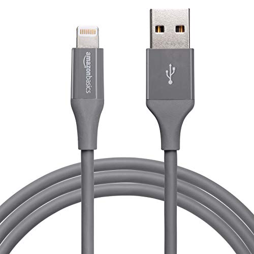 Image of AmazonBasics Apple Certified Lightning to USB Charge and Sync Tough Cable, 6 Feet (1.8 Meters), Pack of 2 - Grey
