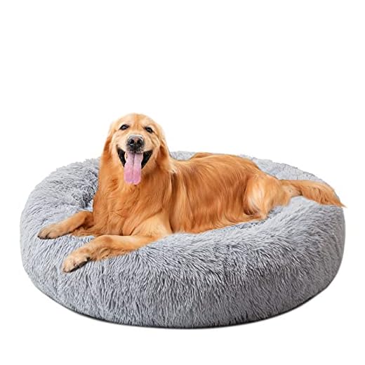 DanceWhale Redonda Cama Perro Gato Cama Cama de Felpa para Mascota Lavable Sofa Suave Cachorro Calentito Cojín(100cm, Gris)