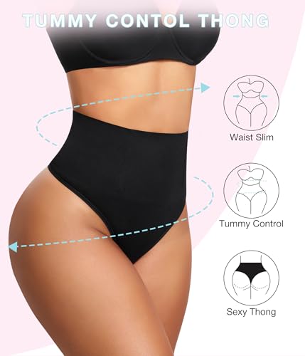 Eleady Thong Shapewear Tummy Control - 2 Piece Mid-Waist Compression Underwear Women Seamless Butt Lifting Panties3