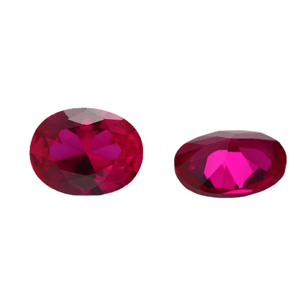 Taille : 3 x 5 mm-13 x 18 mm, pierre synthétique ovale en corindon rouge pour la fabrication de bijoux, 9x11mm 25pcs, Corindon synthétique