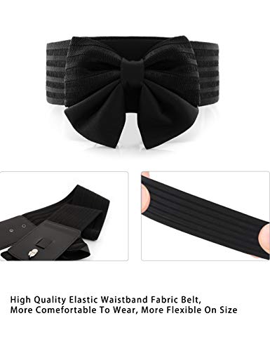 YALEMEI Women Cute Bow Wide Elastic Waist Belt - Adorable Dress Accessory (S)4