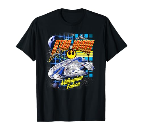 T-shirt Star Wars combat spatial Faucon Millénium vintage en coton noir