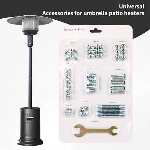 lgnovate Patio Heater Reflector Shield Accessory Kit – Outdoor Heater Replacement Hardware Set with Spacers, Washers & Fasteners, Universal Fit for Round Umbrella Gas Heaters