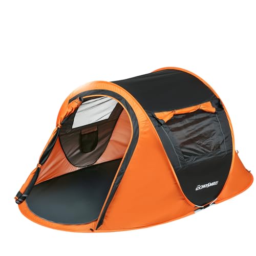 Carpa Pop Up para Camping 2 Personas Negro y Naranja miniatura 1