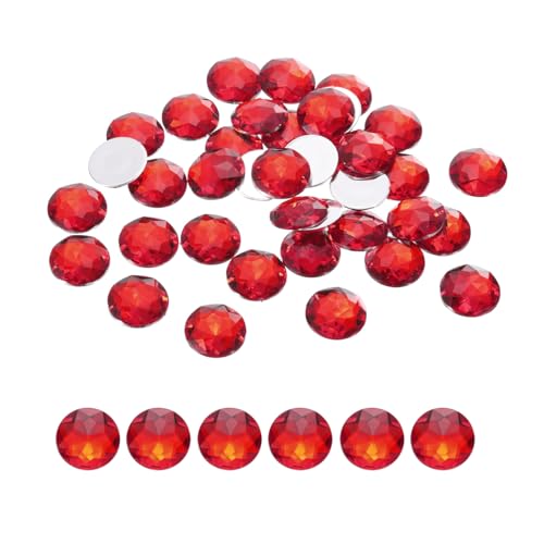 Image of MECCANIXITY Flat Back Round Acrylic Rhinestones,14mm Red Flatback Crystal Rhinestones for Crafts Clothes Shoes DIY Decoration Gifts 50Pcs